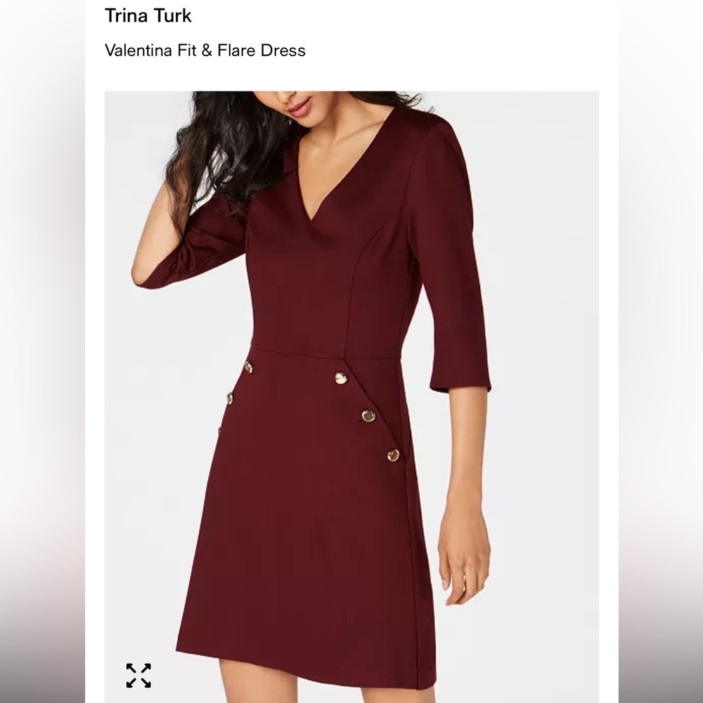 Trina Turk Valentina Ruby Dress with Gold Buttons